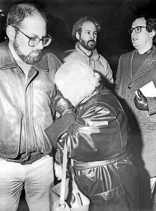 Celia Stein cries next to her son Richard in the aftermath of a firebombing on The Riverdale Press' Broadway office that took place on Feb. 28, 1989. Celia founded the paper with her husband David in 1950.