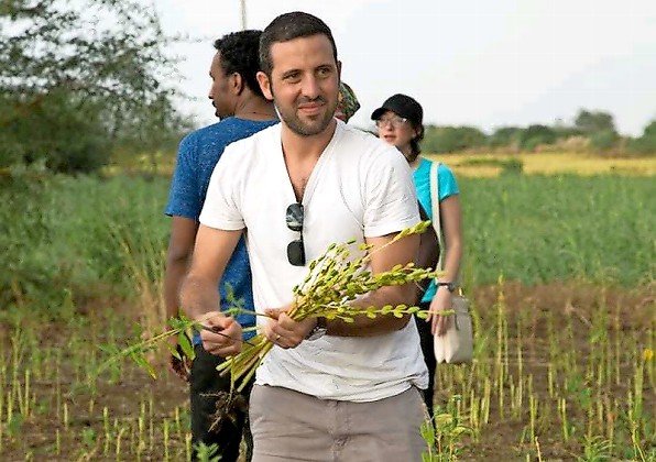 Omri Horvitz in the sesame fields in Ethiopia.
