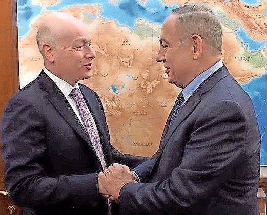 Jason Greenblatt meets Israeli Prime Minister Netanyahu during a visit to Jerusalem in 2017.