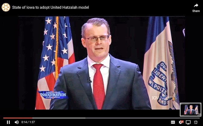 During his inaugural address, Iowa Lt. Governor Adam Gregg discusses importing a United Hatzalah system to rural Iowa.