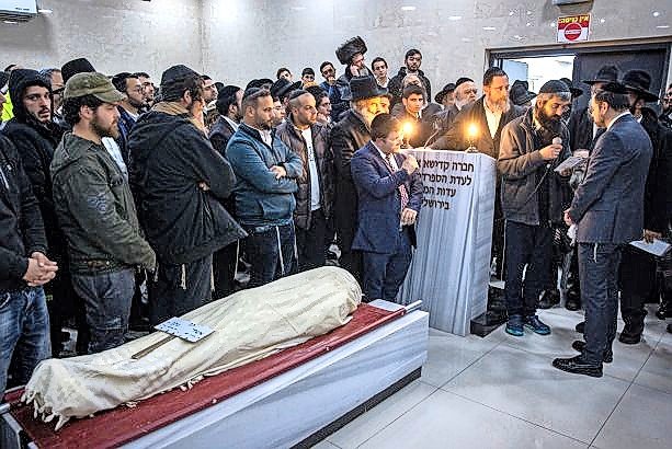The funeral for Eli and Natalie Mizrahi, murdered in Jerusalem’s Neve Yaakov neighborhood on Jan. 28.