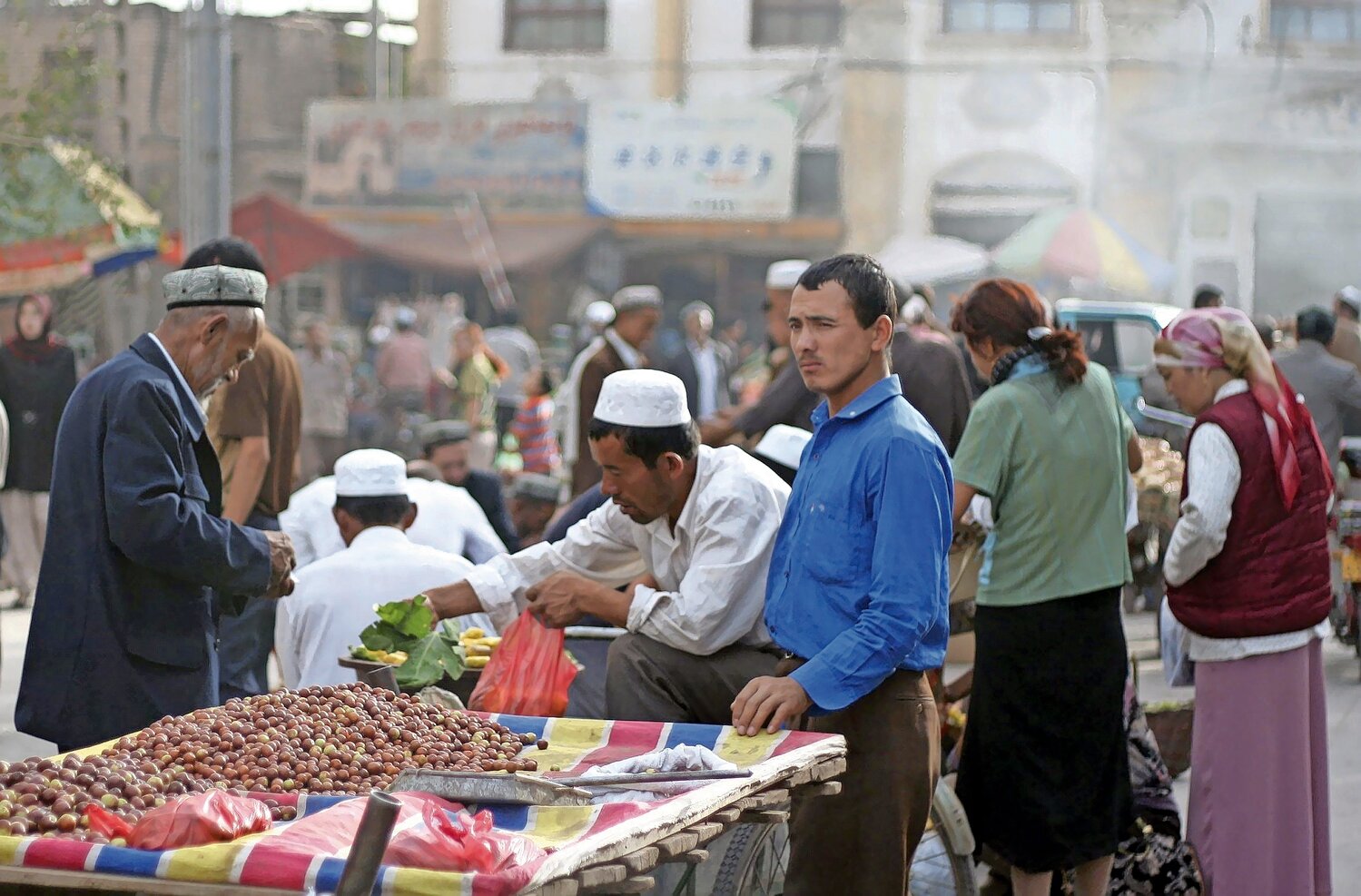 Uyghurs in a market in the city of Kashgar, in the west of Xinjiang, China on Sept. 17, 2005.