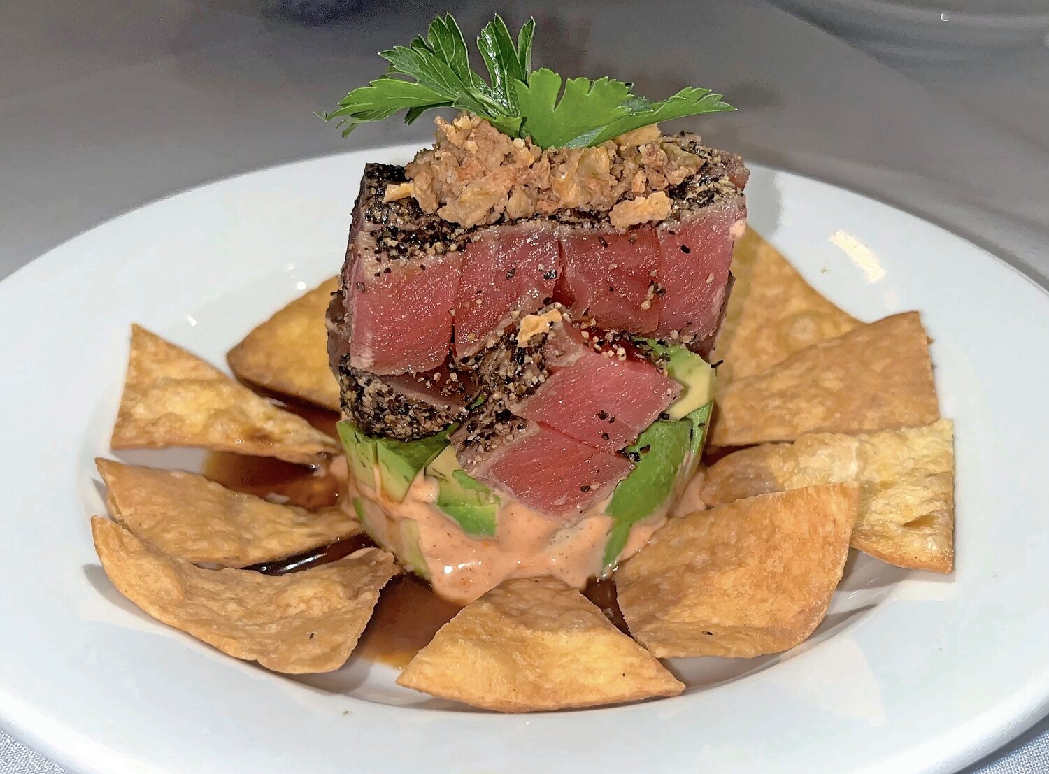 Blackened Tuna Bites, an interesting take on a familiar appetizer.