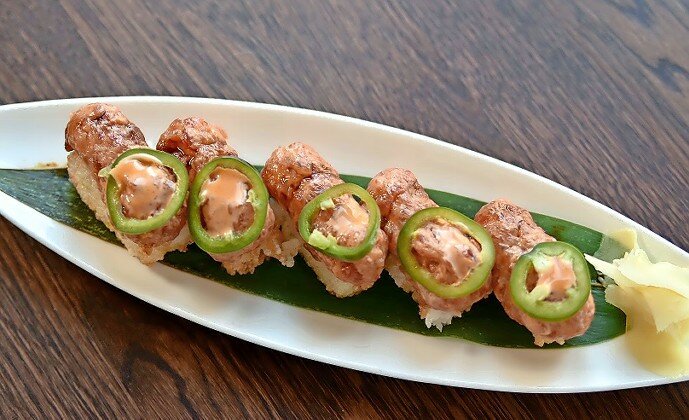 Instead of a regular sushi roll, Nati recommends the Spicy Tuna Crunchy Rice Roll.