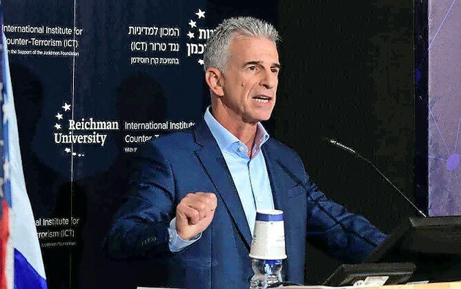 Mossad Director David Barnea speaks at the International Institute for Counter-Terrorism’s World Summit on Counter-Terrorism at Herzliya’s Reichman University on Sept. 10.