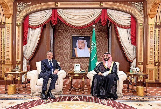 Secretary of State Antony Blinken and Saudi Crown Prince Mohammed bin Salman in Jeddah, Saudi Arabia, on June 7.