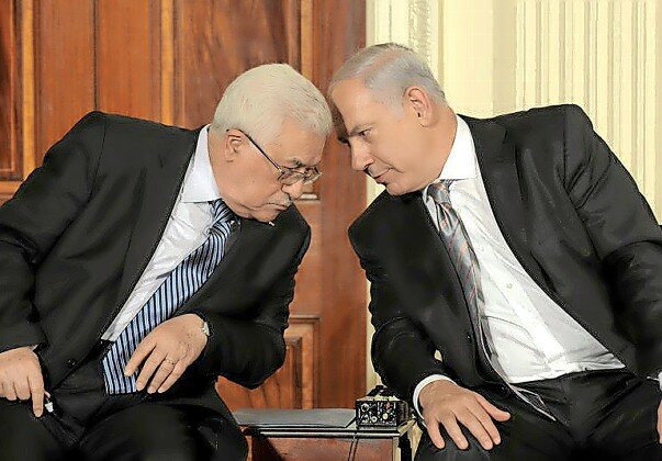 Israeli Prime Minister Benjamin Netanyahu and Palestinian President Mahmoud Abbas at the White House in 2010.