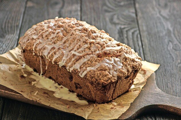Homemade loaf of apple bread.