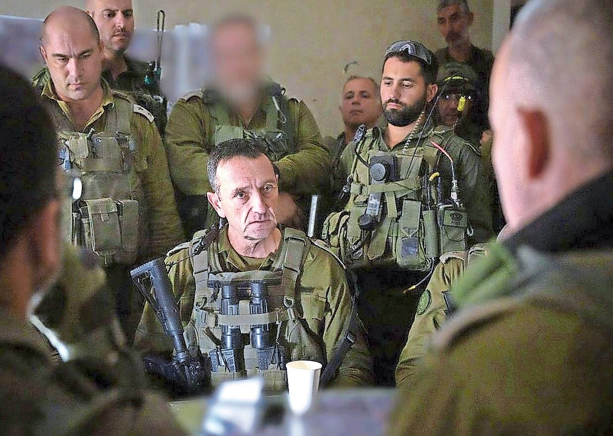 IDF Chief of the General Staff Lt. Gen. Herzi Halevi meets with commanders in the Gaza Strip on Dec. 31, 2023.