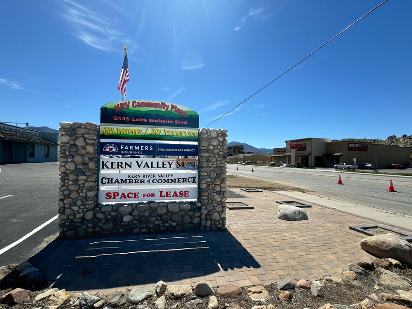 KRV Community Plaza, with Kern Valley Sun's new signage