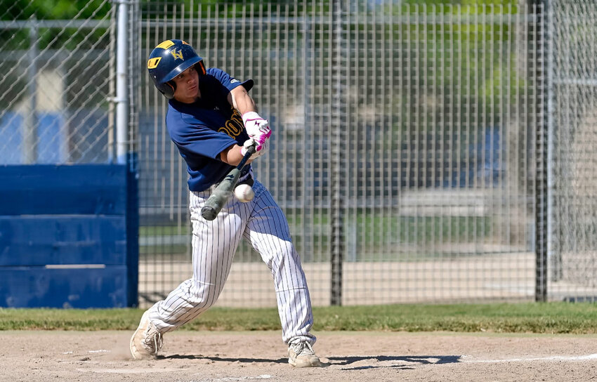 Kern Valley’s Aiden Madden connects with the pitch in the recent home game.