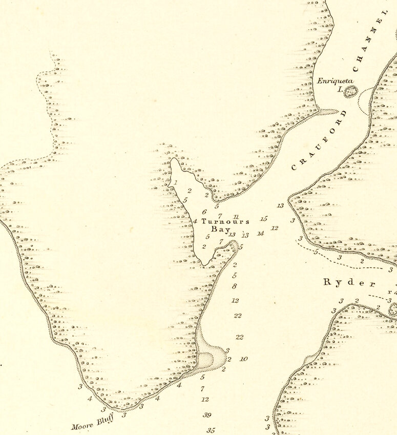 Turnours Bay on Inskip’s 1849 chart.