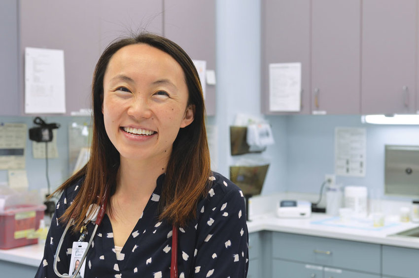 Dr. Mimi Chau wraps up her day in Key Center.