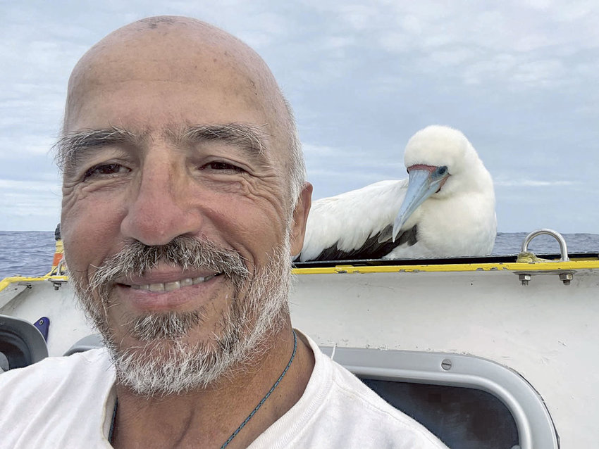 Eru&ccedil; shared his boat with a red-footed booby for a few days in December.