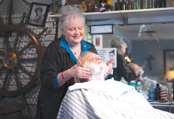 Barber Nita Garnier also offers hot shaves with a straight razor.