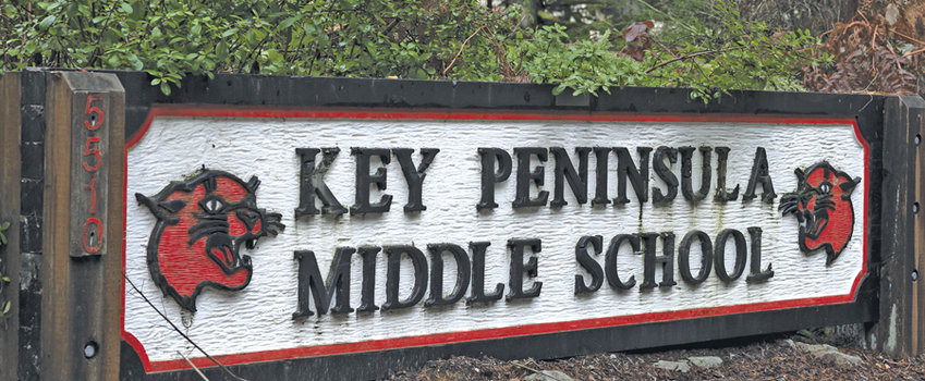 Welcome sign at Key Peninsula Middle School, home of the Cougars.