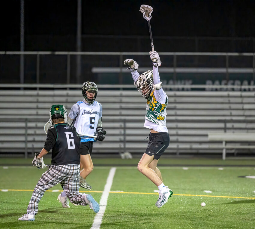 Peninsula High School Boys Lacrosse Co-Captains Elliot Gillam and Robby Akulschin during practice.