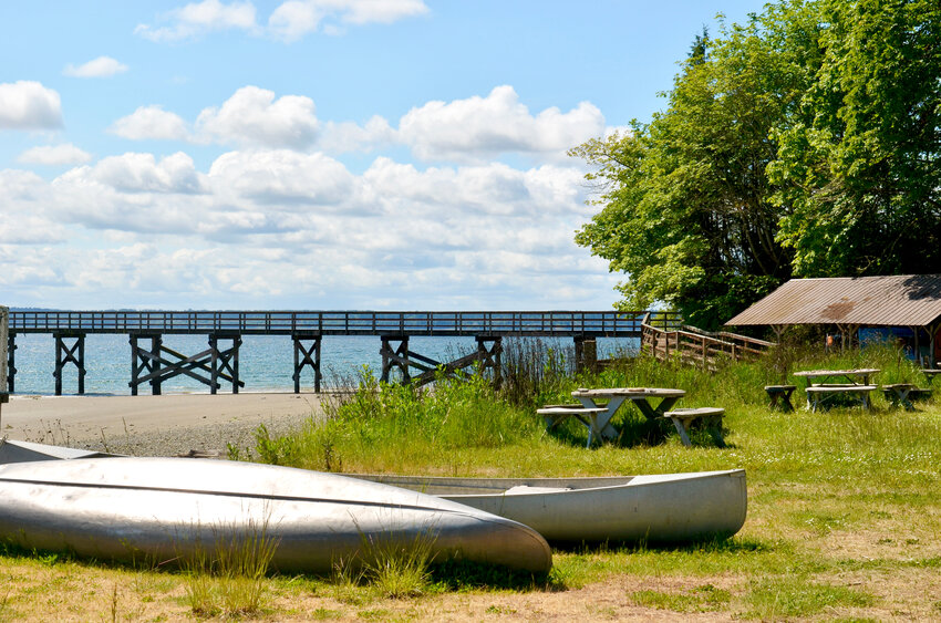 Part of the nearshore complex of Sound View Camp looking south.