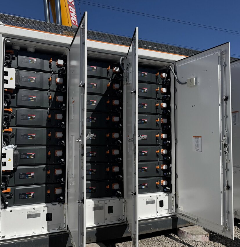 The internal components of a battery storage container at a facility in Staten Island.