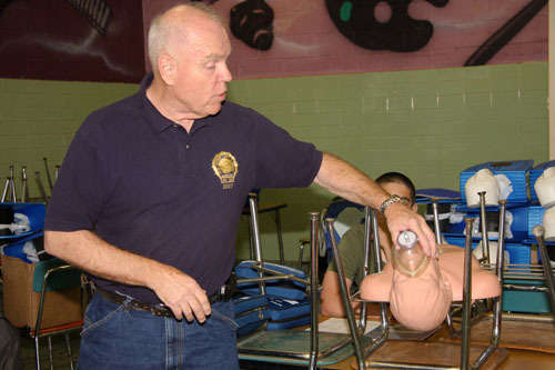 Carl Strange, an EMT from Franklin Square, was one of two trainers provided by the Robbie Levine Foundation.