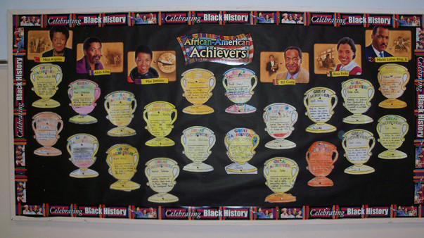 In anticipation of Black History Month, students at the George Washington Elementary School in West Hempstead put together a bulletin board depicting images and information about notable African-American achievers and historical figures.