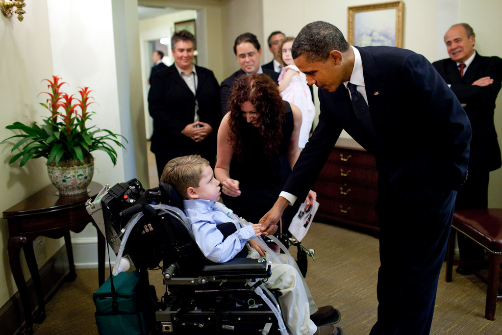 Dylan Cuevas shakes hands with President Barack Obama.