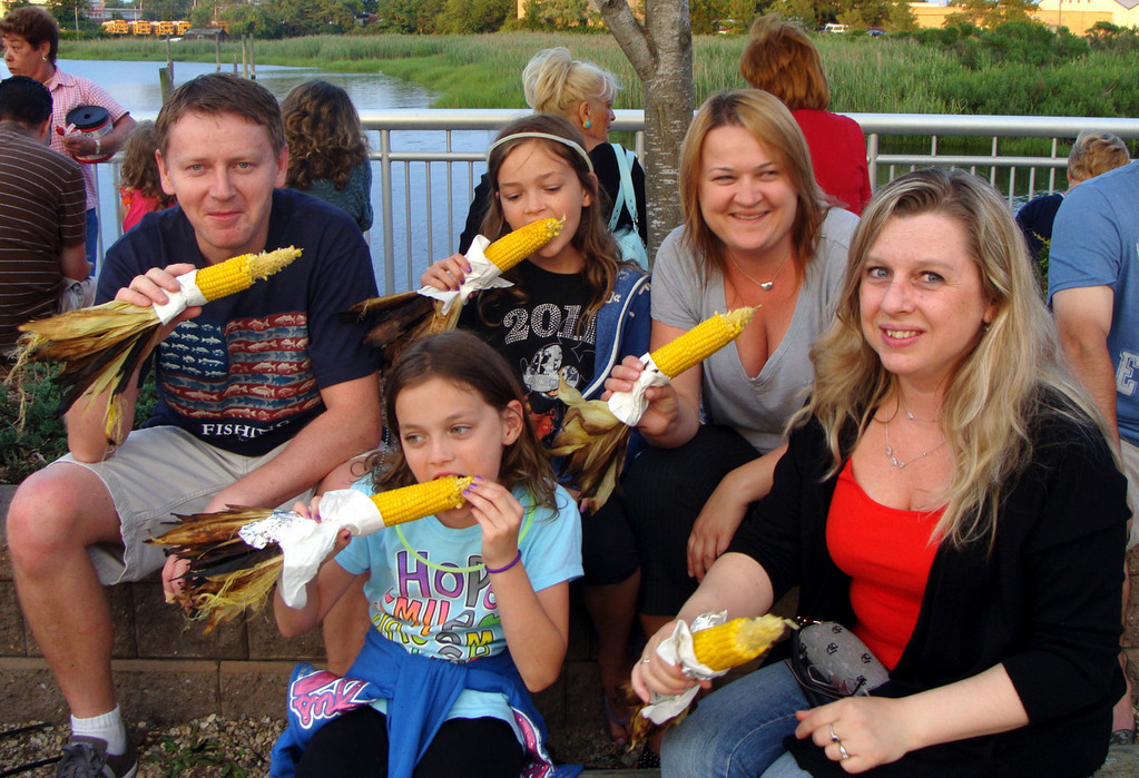A local family enjoyed their corn-on-the-cob on East Rockaway’s waterfront last Saturday during the village’s Stars & Stripes Festival. Pictured from left were Slawomir Rosiak, Natalie Roskiak, Nicole Rosiak, Anna Rosiak, and Lucy Sobolewsi.