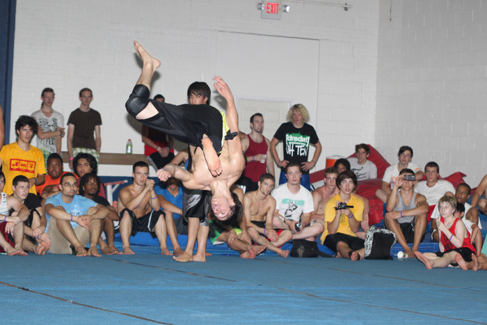 Chicagoan Nate Hitpas visited East Rockaway’s Five-Star Sports and Entertainment Academy last Friday to participate in the 2nd annual Drednt gathering. These international groups perform and compete in “tricking” — a combination of gymnastics, martial arts and break dancing.
