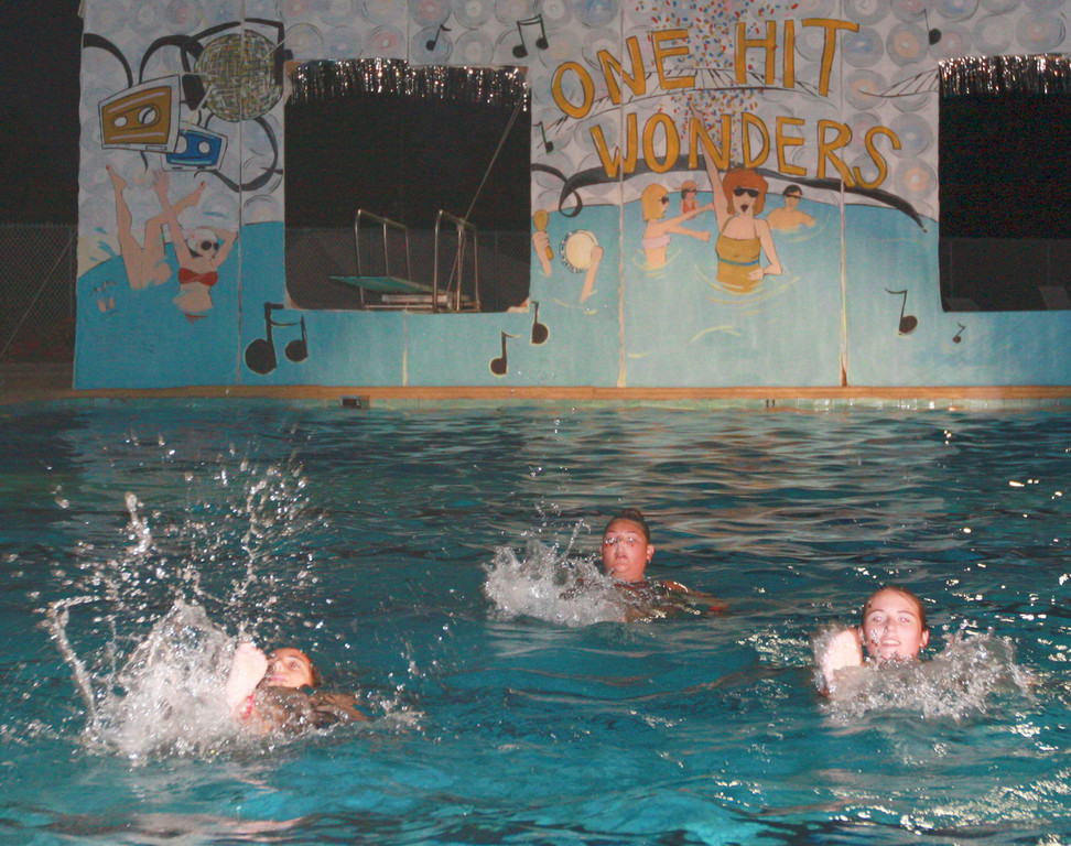The Valley Stream Aquatic Club performs its synchronized swimming routine at the Hendrickson Park pool.