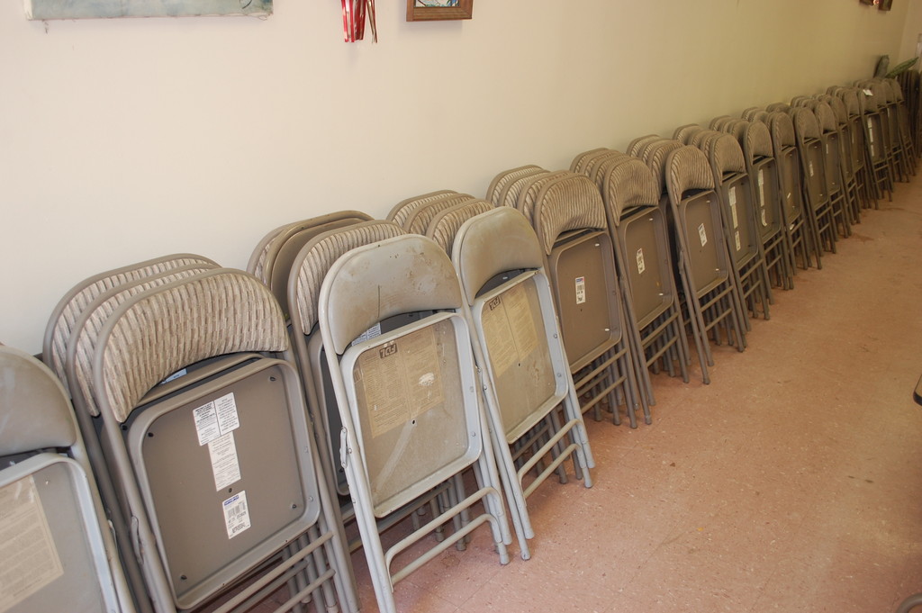 The recreation department will have to throw out dozens of damaged chairs.