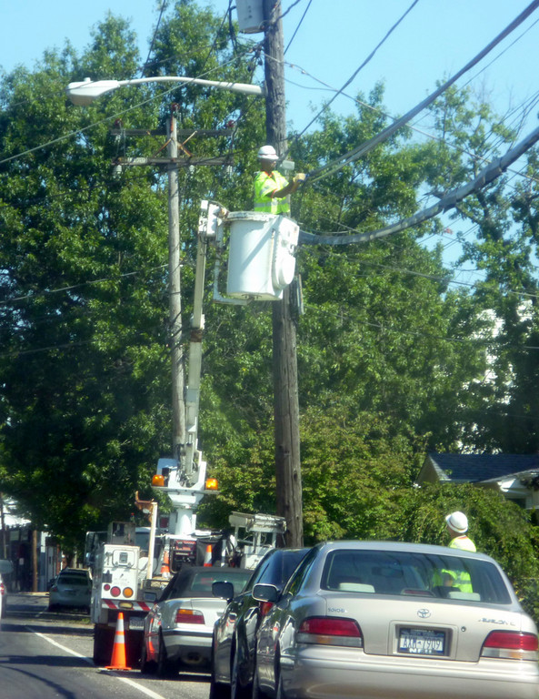 WORKERS were out on Hempstead Avenue to repairing damaged power lines.