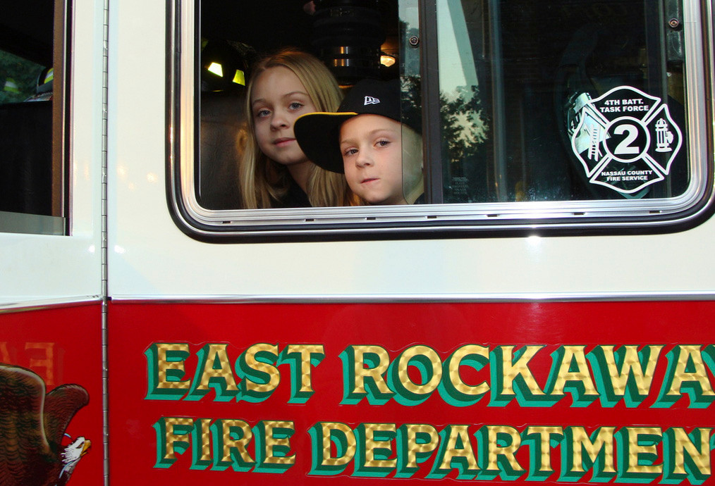 Two local children got a chance to take a ride on a real fire engine.