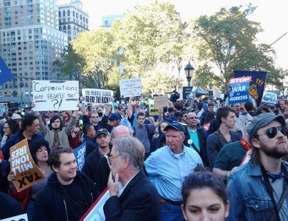 On Oct. 5, Elmont resident Mimi Pierre-Johnson marched with Occupy Wall Street in New York City.