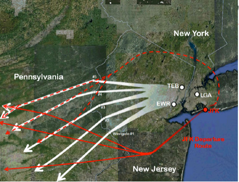A flight redesign for New York, New Jersey and Philadelphia went into effect last week, requiring westbound planes to head east over Nassau County and then north to Westchester County, before finally turning west, instead of heading directly west, over New Jersey.