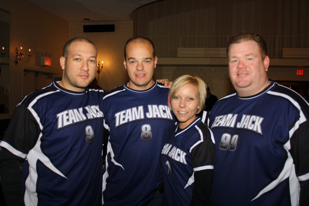 Keith Mattes of Hewlett, from left; Ronnie and Carina D’Alessandro of Levittown; and Peter Griffin of Merrick, wore “Team Jack” shirts.