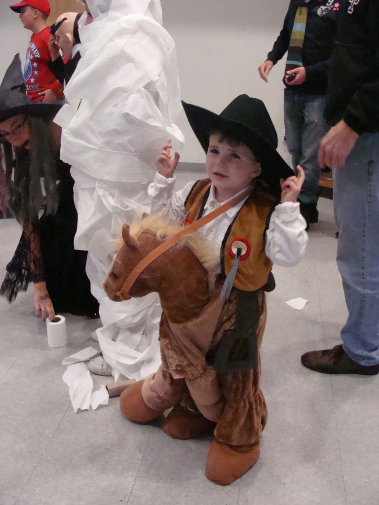 Liam Tortorella, 4, rode around on his hobby horse, dressed as a cowboy.