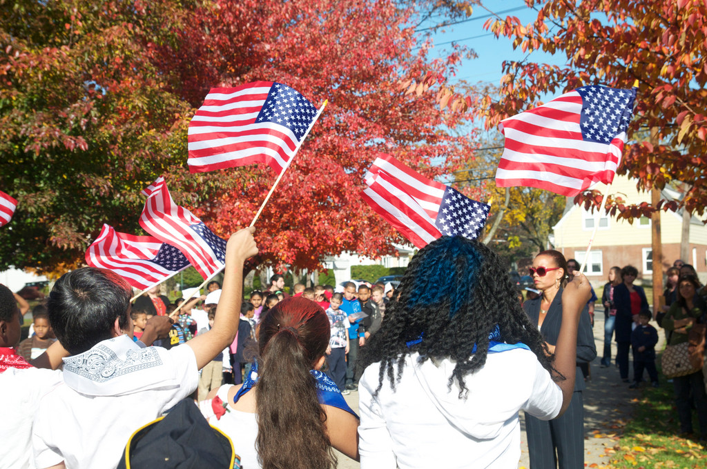 Stewart Manor students colored their hair red, white and blue last week for the school’s Veterans Day ceremony.