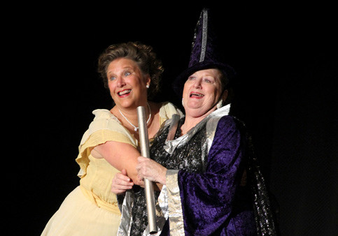 Socci, as Mame, gives an “assist” to her pal, Vera Charles, played by Ellen Meltzer of Island Park, during “The Moon Song.”