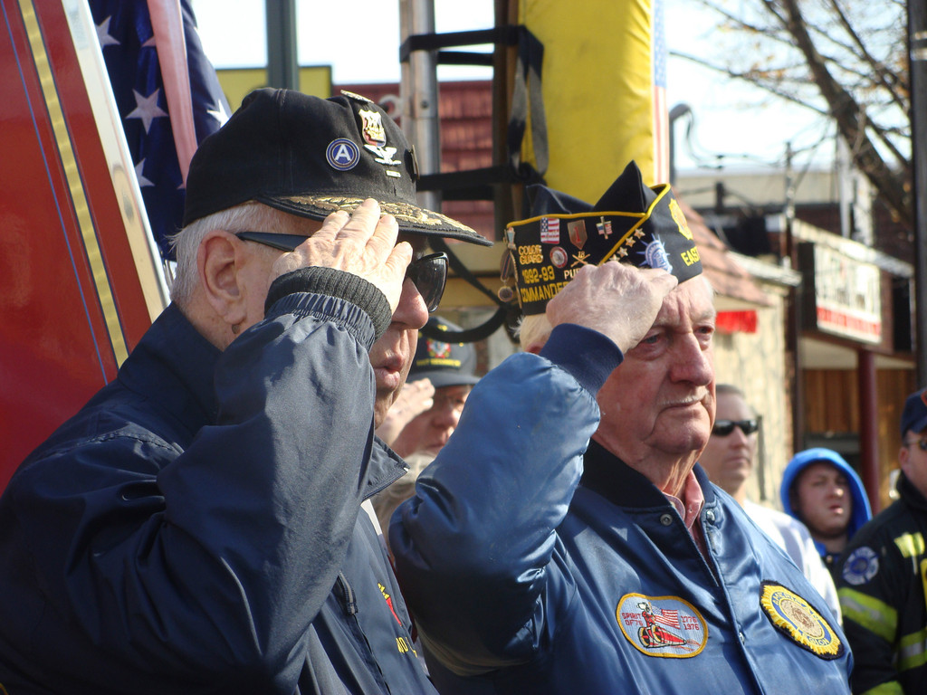 Veterans saluted during the ceremony held in East Rockaway.