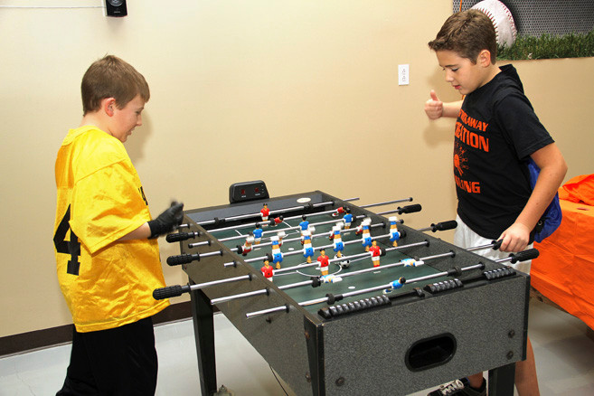 Nick Shaw and Dean Cooper tried out the foosball table.