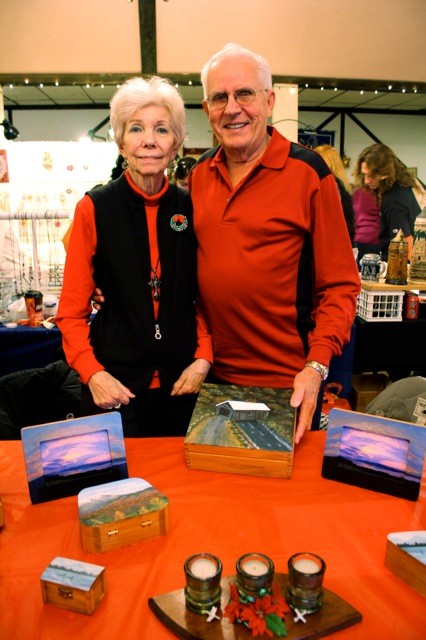 Dorothea and Raymond Froese sold their hand-painted boxes
and frames at the Plattduetsche's German Holiday Market. The Froeses said they are planning to retire from the market after this year.