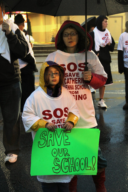 Angelina, left, and Rachel Maddio rallied for St. Catherine's to remain open on Dec. 21.