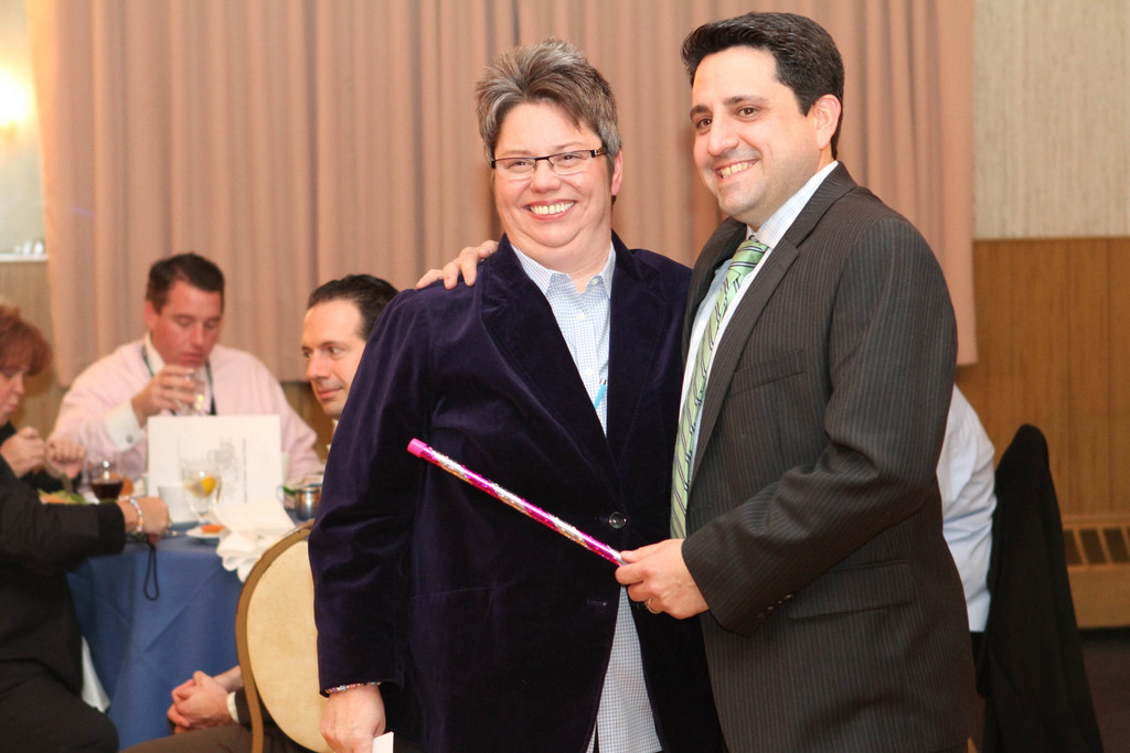 Mary Seifert, past president of the Franklin Square Chamber of Commerce, passed the baton to the new president Joseph Ardito, Esq., during the Chamber's installation dinner on Jan. 18.