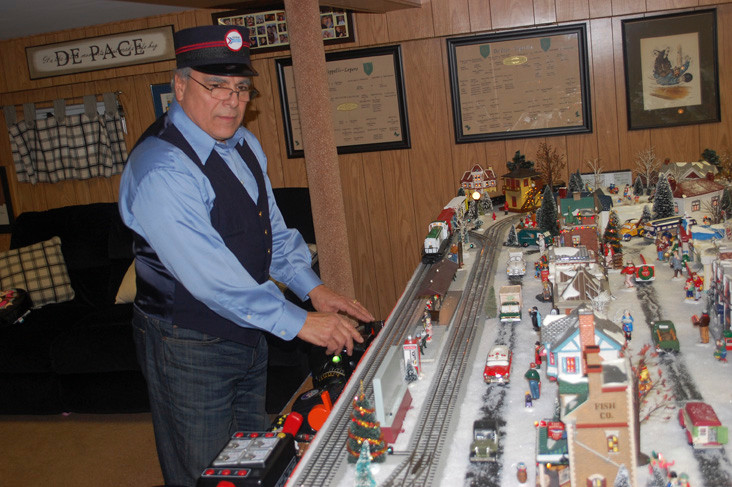 Paul Depace operates this year’s train display in the basement of his Valley Stream home.