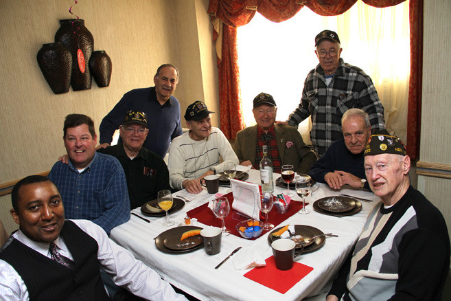 Members of the East Rockaway VFW, along with Williams and Corrado, enjoyed the luncheon. FW.