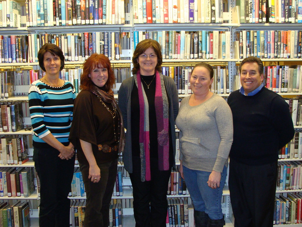The new library board is comprised of, from left, Mary Godio, secretary; Vice President Thea Sieban; President Barbara Humes, and trustees Theresa Gaffney and Craig Mollo.