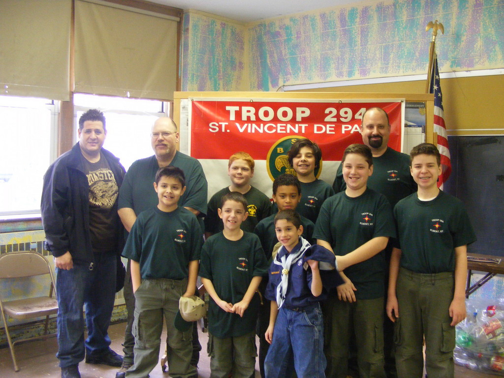 Scouts and leaders of Troop 294, based in Elmont.