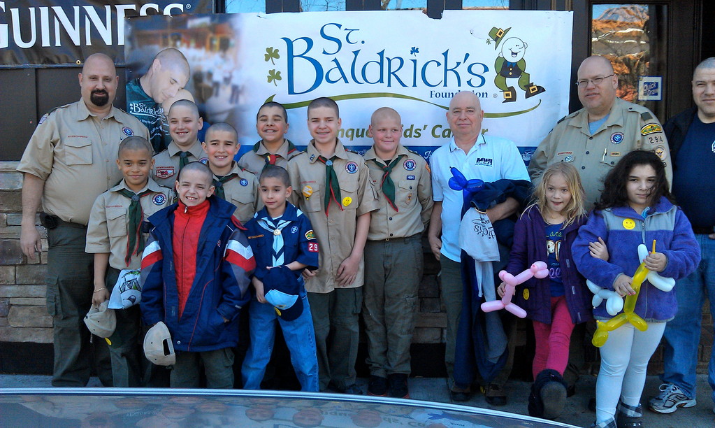 Local Boy Scout Troop 294 members shaved their heads to raise money for children with cancer on March 11, through the national St. Baldrick’s Foundation.