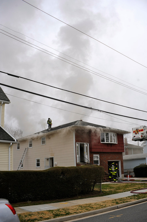 A home on Stewart Place in Franklin Square was badly damaged after it caught on fire on March 16, in the late afternoon.
