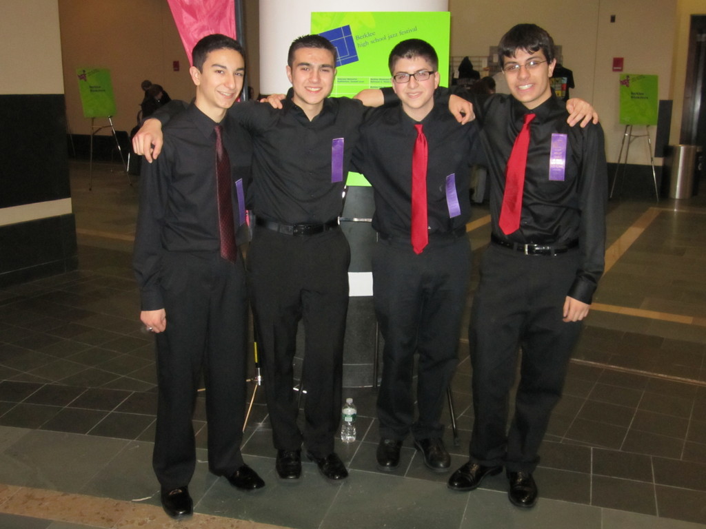 The Carey Jazz Ensemble’s trumpet section, including 11th-graders Michael Campagna, Christopher Rodriguez, Daniel Barbarito and Michael Acierno.